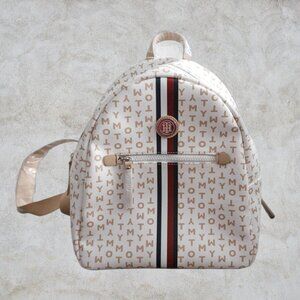 Tommy Hilfiger White and Tan Small Backpack with Adjustable Straps NWT